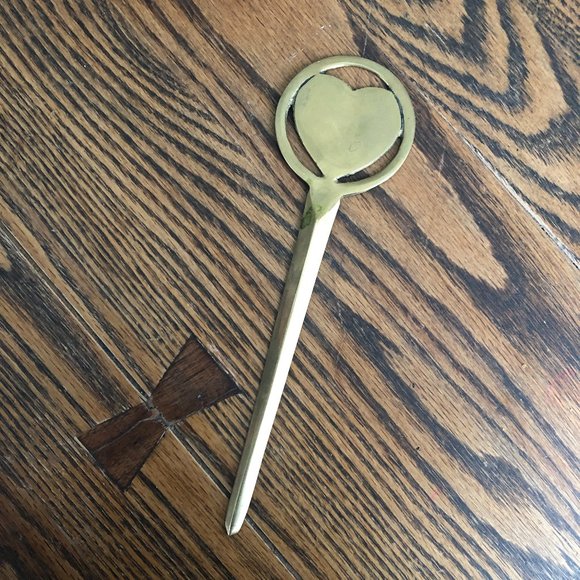Vintage Brass Heart Shaped Letter Opener